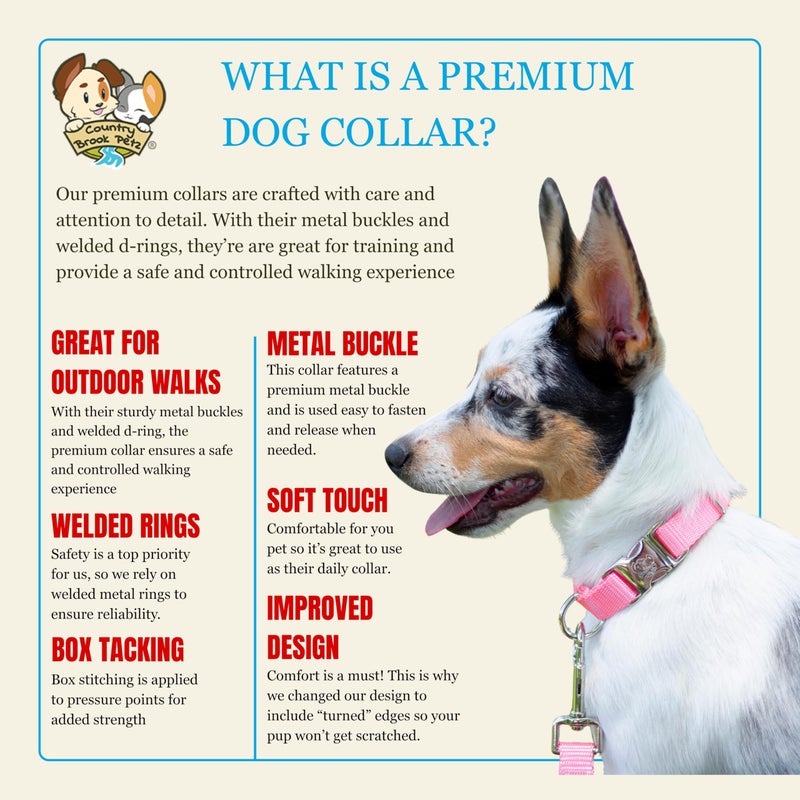 Country Brook Design Country Brook Petz - Premium Nylon Dog Collar with Metal Buckle for Small Medium Large Breeds - 10+ Warm Colors (Extra Large, 1 Inch, Pink) - Image 5